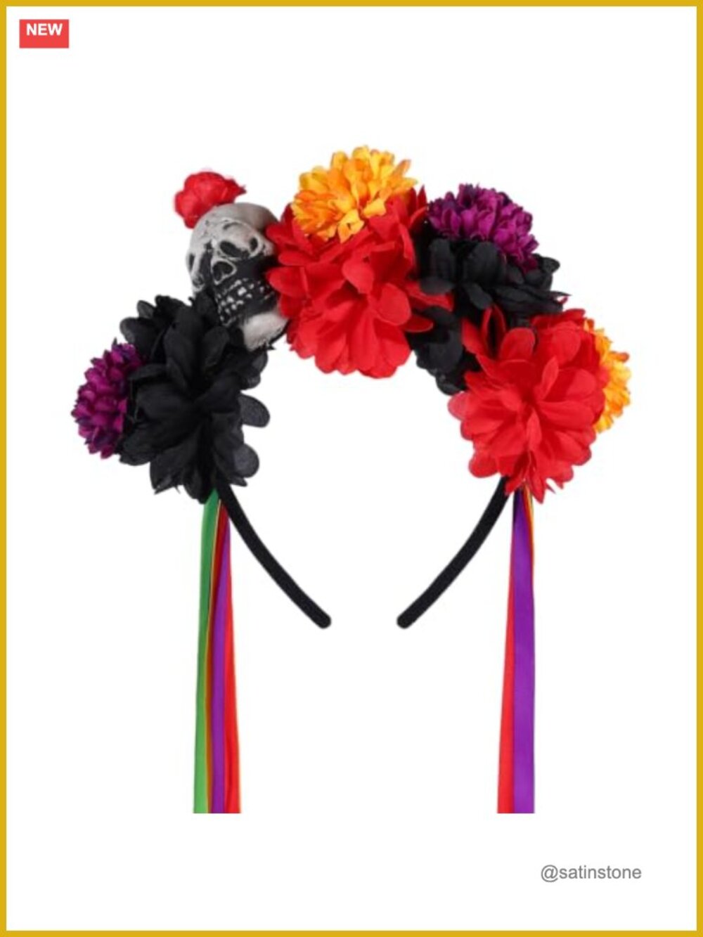 Day of the Dead Flower Headband Adult Costume Hair Accessory